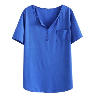 显瘦纽扣T恤短袖套头上衣