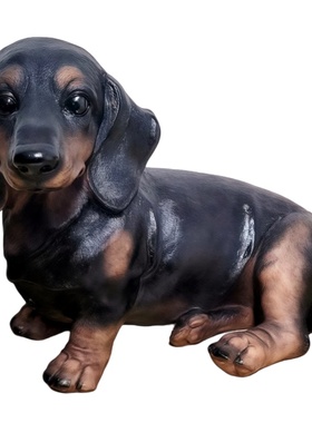 仿真黑狗小狗摆件动物模型工艺品