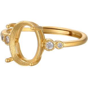 S925纯银男女戒指空托18K金时尚日韩diy戒托镶嵌蜜蜡和田玉戒指托