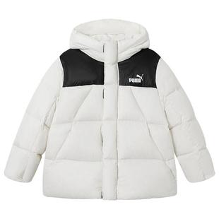 PUMA彪马羽绒服冬季新款男女中大童厚款连帽保暖外套泡芙撞色上衣
