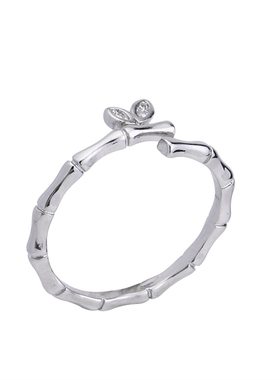 银色竹节素圈关节戒指