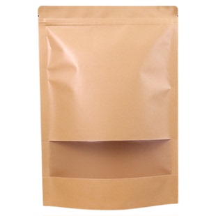 茶叶包装袋牛皮纸自立开窗密封袋绿茶红茶半斤一斤装封口储存袋