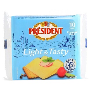 法国总统汉堡奶酪片芝士片cheddar进口车达面包早餐奶酪片4*200克