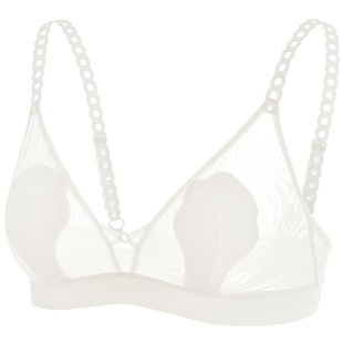 歌力诺大胸显小胸白色内衣女款超薄款法式三角杯无钢圈性感文胸罩