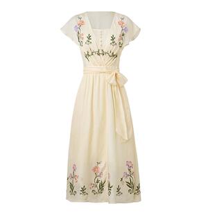 【杨超越同款】MAXRIENY优雅度假风连衣裙25夏款法式田园系带长裙