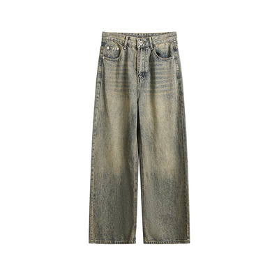 特大码高腰设计感百搭直筒裤子女