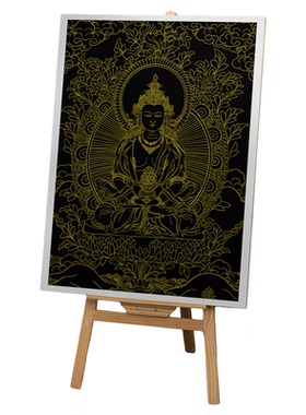 纯棉油画布唐卡描金长寿佛