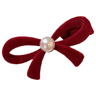 新年儿童发饰蝴蝶结红色发夹女童高级感前额侧边刘海夹发卡鸭嘴夹