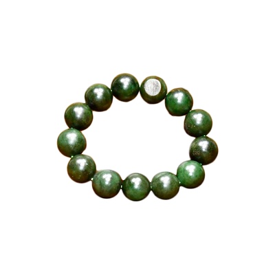 和田玉碧玉籽料手链菠菜绿圆珠