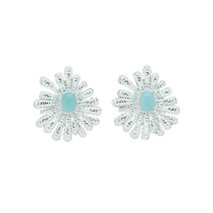 CLOSENSE『清泉水草』原创银色植物系天河石耳饰 手作肌理高级感