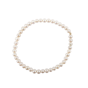 天然淡水真珍珠白色蛋圆珠手链女弹力绳ins四季百搭简单日常款