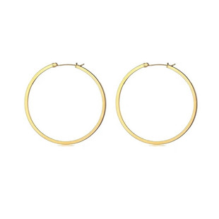 anna mali同款塞林风复古简约时尚大圆圈圆形金属钛钢耳环耳饰