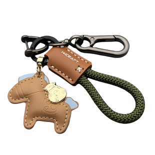 卡通马上有钱钥匙扣创意汽车钥匙链圈皮革手工编织绳书包挂件礼物