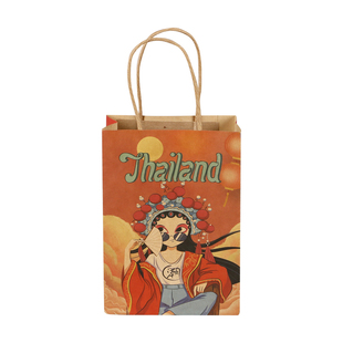 泰式奶茶加厚牛皮纸包装袋老挝冰咖啡泰国饮品内外手提袋现货定制