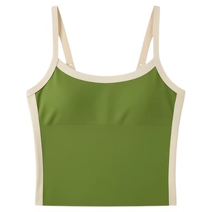 Contrast striped navel strap for women撞色条纹露脐吊带背心女