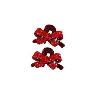 红色蝴蝶结公主头抓夹发饰女高级感发夹刘海夹前额侧边夹新年头饰