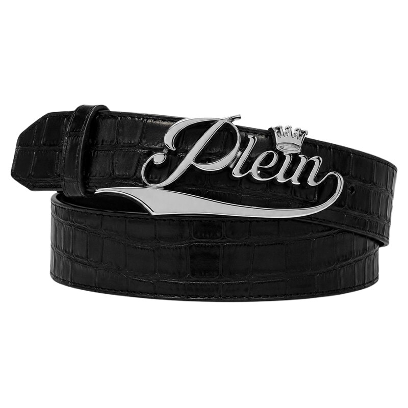 PHILIPP PLEIN 男士艺术字母金属扣鳄鱼纹理皮带商务休闲腰带配饰