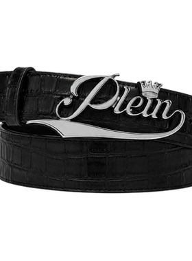 PHILIPP PLEIN 男士艺术字母金属扣鳄鱼纹理皮带商务休闲腰带配饰