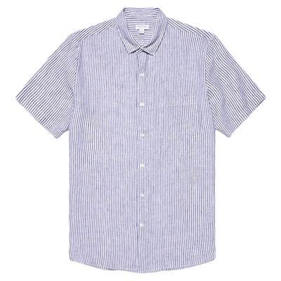 男士春夏短袖亚麻衬衫