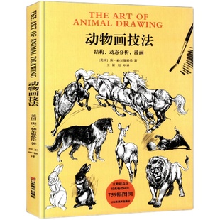 正版包邮 动物画技法 结构动态分析漫画 庚赫尔脱格伦 成人学生绘画临摹技法要诀教程动漫素描图例大全兽类野生动物形体 山东美术