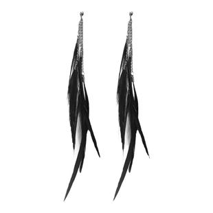 [oner岳明辉同款]耳环流苏夸张长条羽毛黑白秋冬高级感简约大气