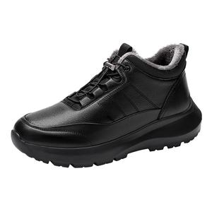 老人鞋冬季保暖防滑软底休闲皮鞋