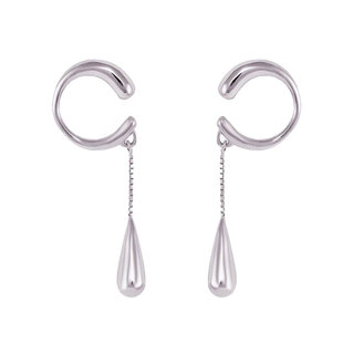 银色长款流苏链条水滴无耳洞耳骨夹女百搭简约耳夹小众耳环耳饰