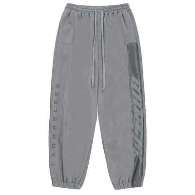 BJHG环保麂皮绒灰色运动束脚卫裤