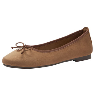 热风平底单鞋女款2026年春秋新款法式气质配裙子鞋子芭蕾浅口女鞋