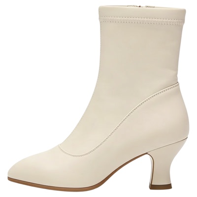 酒杯跟弹力靴杏仁头白色