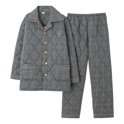 爸爸加厚超厚纯棉睡衣老人夹棉