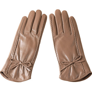 轻奢触屏山羊皮真皮手套女士秋冬季骑行加绒保暖防风防雨时尚纯皮