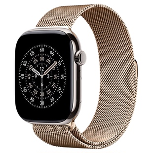 【经典同款】适用applewatchS11新款s10苹果iwatchs9手表带8米兰尼斯7金属6磁吸ultra3女款SE高级2玫金色腕带