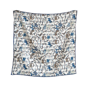 蓝色羊毛丝巾女士2026新款春季高级感轻奢小方巾护颈围巾薄款春天