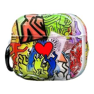 卡通艺术涂鸦爱心Airpods4保护套airpod3适用苹果pro4耳机壳二代无线蓝牙第三代aipods2代AirPods3硅胶四代