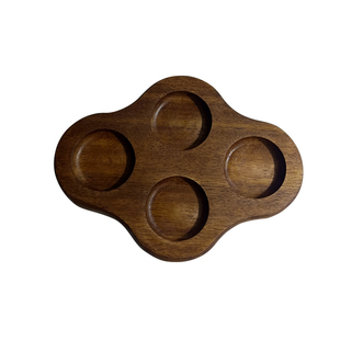 四杯酒杯木托盘四孔木制杯垫品鉴杯托小菜小吃食冷菜日料拼盘餐盘