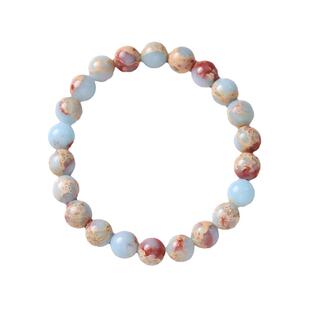 寿山石圆珠手链女小清新手工串珠小众设计感闺蜜手串简约气质饰品