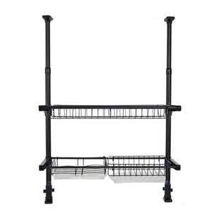 顶天立地式厨房多功能置物架免打孔碗碟架伸缩水槽沥水架锅架层架