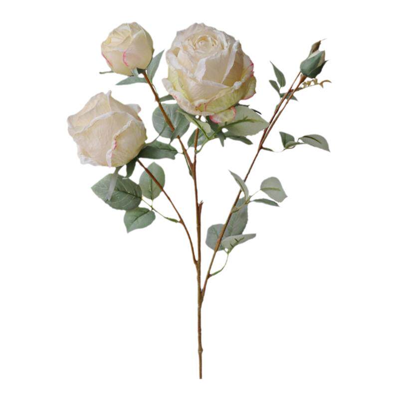 法式油画焦边仿真月季花玫瑰花假花复古客厅餐桌花装饰花插花紫色
