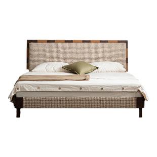 支吾星河布艺床法式复古轻奢中古设计师侘寂风主卧现代简约双人床