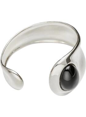 欧美夸张个性液态宽面科技感手镯黑曜石戒指水滴轻奢设计轻奢高级