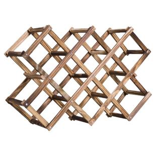 实木葡萄酒架菱形折叠红酒架收纳架酒柜酒格子红酒展示架家用