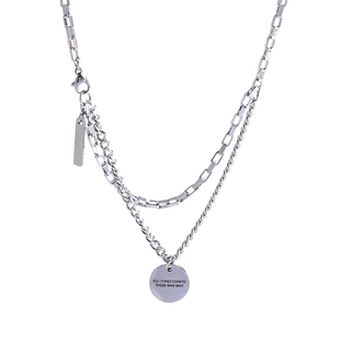 圆牌项链女轻奢简约高级感毛衣链2024年新款潮小众设计卫衣链配饰