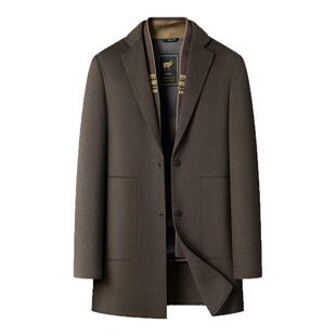 依郎多格秋冬男士绵羊毛中长款毛呢大衣西装领商务休闲保暖外套