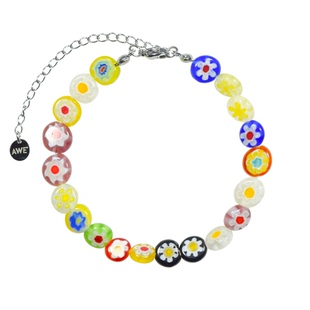 AWE官方正品彩色琉璃小花串珠手链女闺蜜情侣礼物周雨彤同款项链