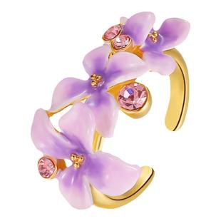 Juicy Grape丁香花戒指女珐琅甜美花朵设计感个性开口戒指可调节