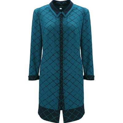 撞色菱格拼接洋气欧美修身衬衣