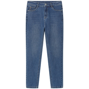 百斯盾官方女士牛仔裤秋冬休闲时尚弹力舒适无束缚女九分锥裤