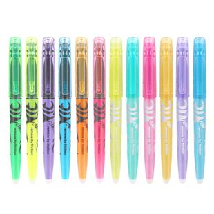 日本PILOT百乐彩色可擦荧光笔重点标记笔 学生彩色摩磨擦浅色水彩笔斜头可檫魔力擦笔摩磨温控记号笔
