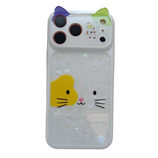 猫耳朵贝壳纹卡通猫咪适用苹果17PRO手机壳可爱情侣iPhone16ProMax新款15pro女款小众13全包14防摔保护套韩风